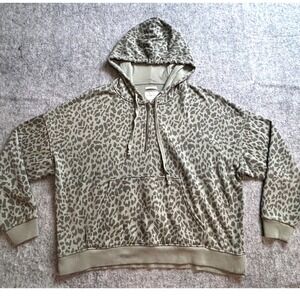 American Eagle Leopard Quarter Zip Hoodie Womens XS‎ Ahh-Mazingly Soft Fleece
